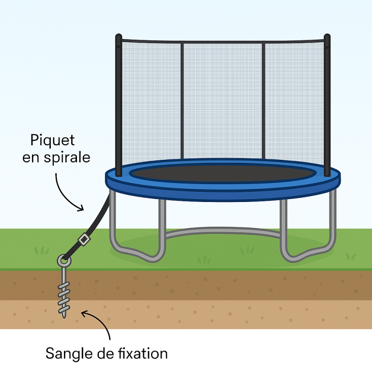fixer un trampoline au sol