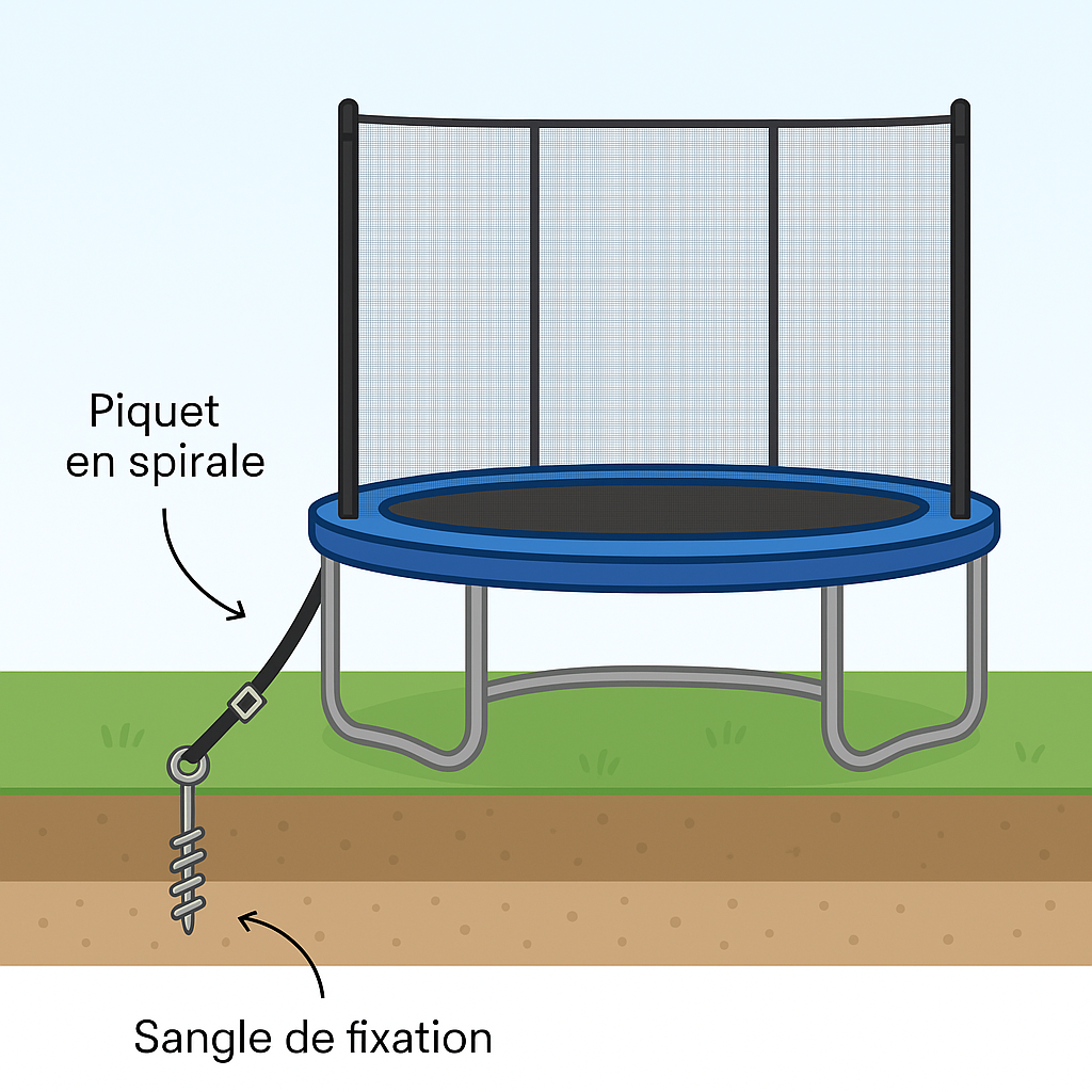 fixer un trampoline au sol