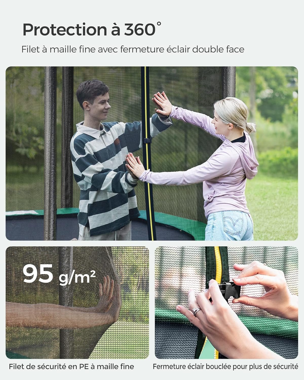 trampoline exterieur songmics sécurité