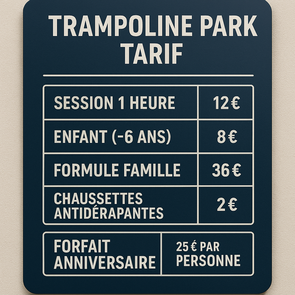 trampoline park tarif